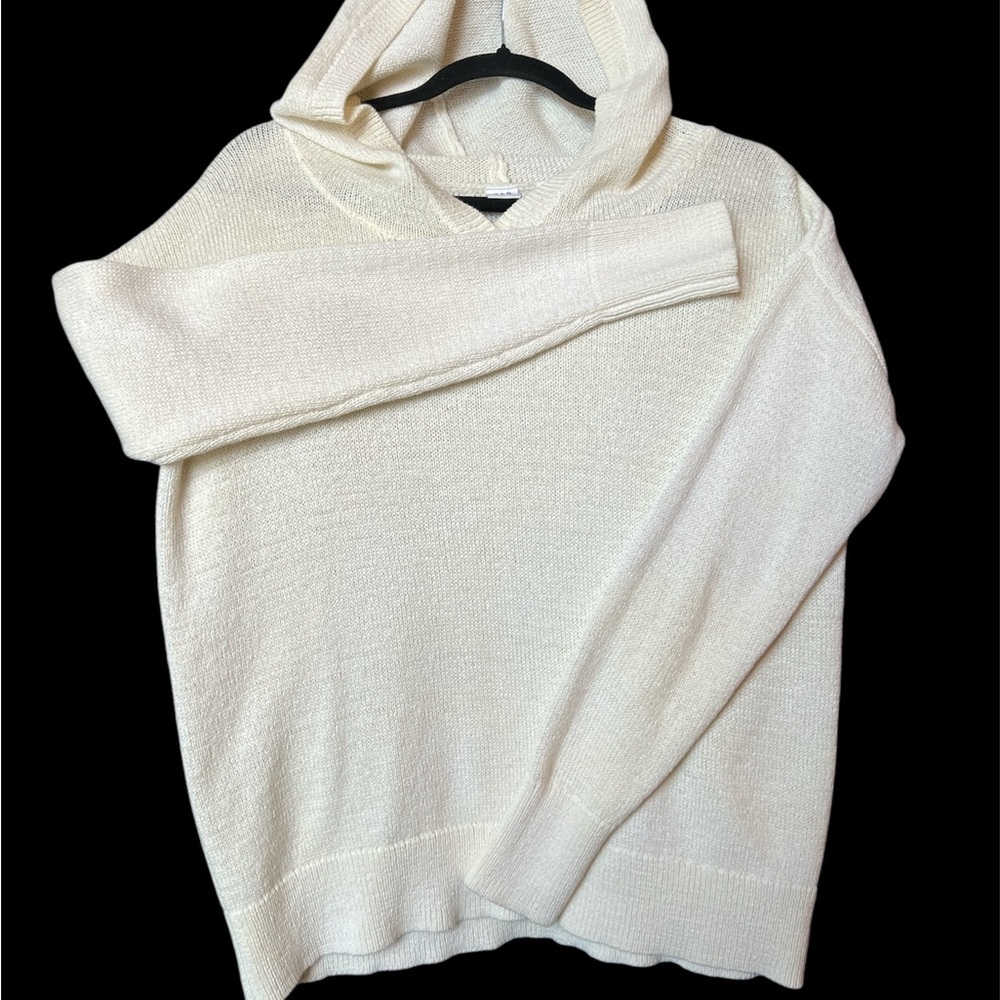 GAP Cream Knit Hooded Sweater Medium lightweight